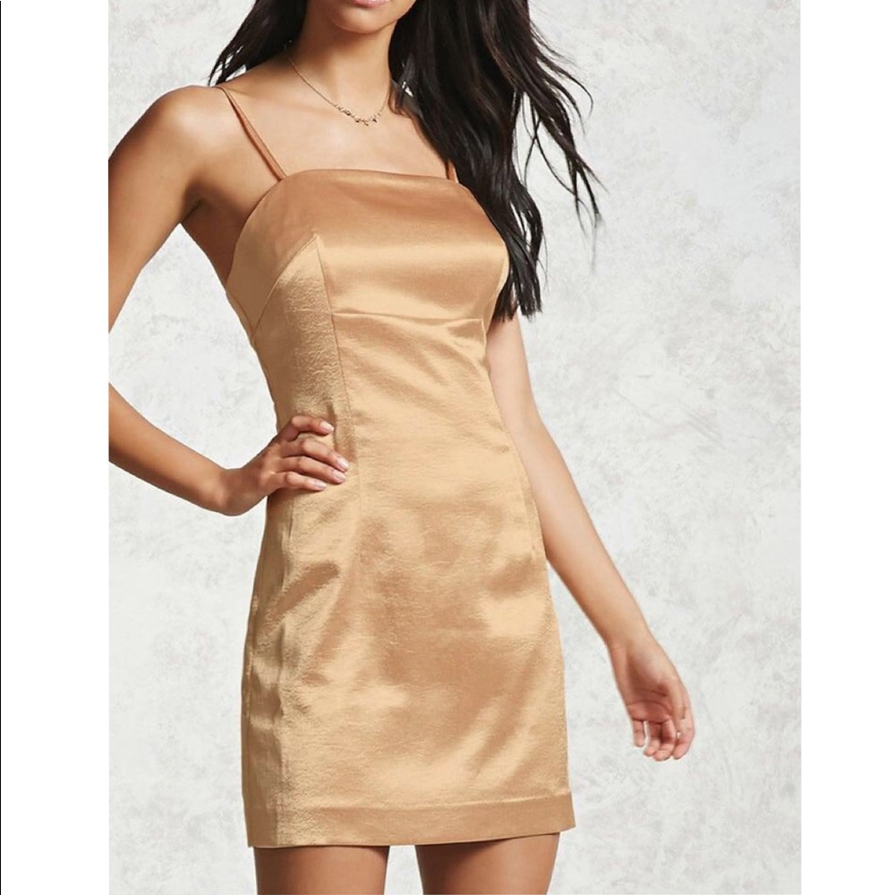 Forever 21 Contemporary Satin Gold Dress